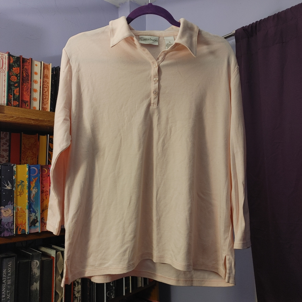 Drapers & Damon’s Light Pink Long Sleeve Polo Top Size XL